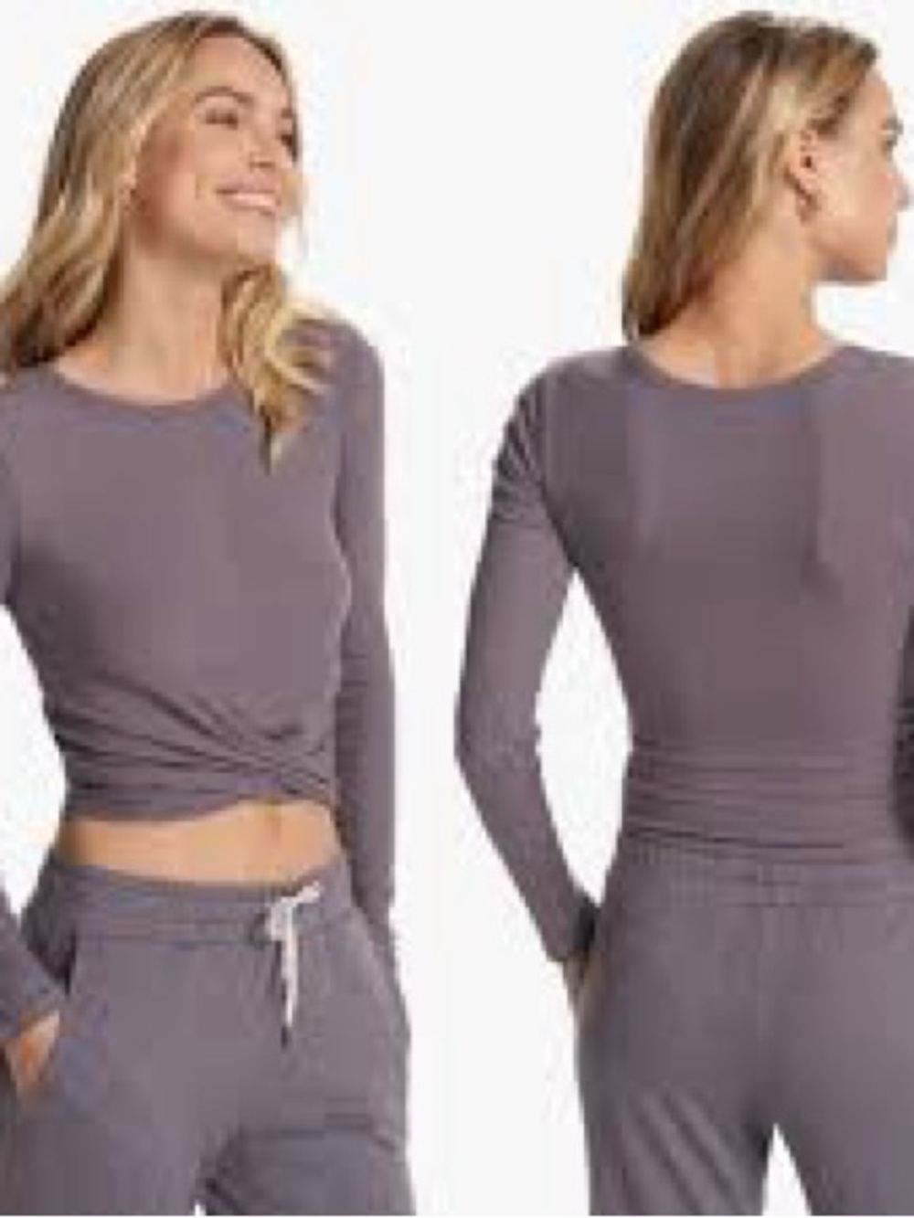 Vuori Long-Sleeve Twist Front Top - Mauve